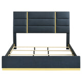 Ines 56-inch Fabric Upholstered Eastern King Panel Bed Navy