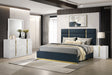 Tampa Furniture Outlet - Coaster - Ines 4-piece Queen Bedroom Set Navy and White High Gloss - 223091NVYQ-S4