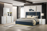 Tampa Furniture Outlet - Coaster - Ines 4-piece Queen Bedroom Set Navy and White High Gloss - 223091NVYQ-S4