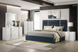 Tampa Furniture Outlet - Coaster - Ines 5-piece Queen Bedroom Set Navy and White High Gloss - 223091NVYQ-S5