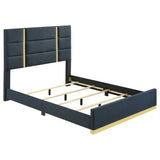 Tampa Furniture Outlet - Coaster - Ines 56-inch Fabric Upholstered Queen Panel Bed Navy - 223091NVYQ