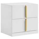 Tampa Furniture Outlet - Coaster - Ines 2-drawer Nightstand Bedside Table White High Gloss - 223092