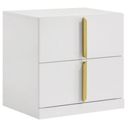 Tampa Furniture Outlet - Coaster - Ines 2-drawer Nightstand Bedside Table White High Gloss - 223092