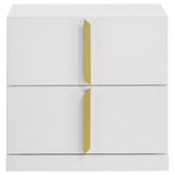 Ines 2-drawer Nightstand Bedside Table White High Gloss