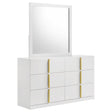 Tampa Furniture Outlet - Coaster - Ines 6-drawer Bedroom Dresser with Mirror White High Gloss - 223093M