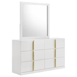 Tampa Furniture Outlet - Coaster - Ines 6-drawer Bedroom Dresser with Mirror White High Gloss - 223093M