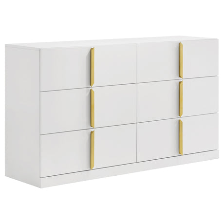 Tampa Furniture Outlet - Coaster - Ines 6-drawer Bedroom Dresser Cabinet White High Gloss - 223093