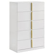 Tampa Furniture Outlet - Coaster - Ines 5-drawer Bedroom Chest of Drawers White High Gloss - 223095