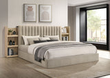 Arielle Eastern King Bookcase Panel Storage Bed Light Oak