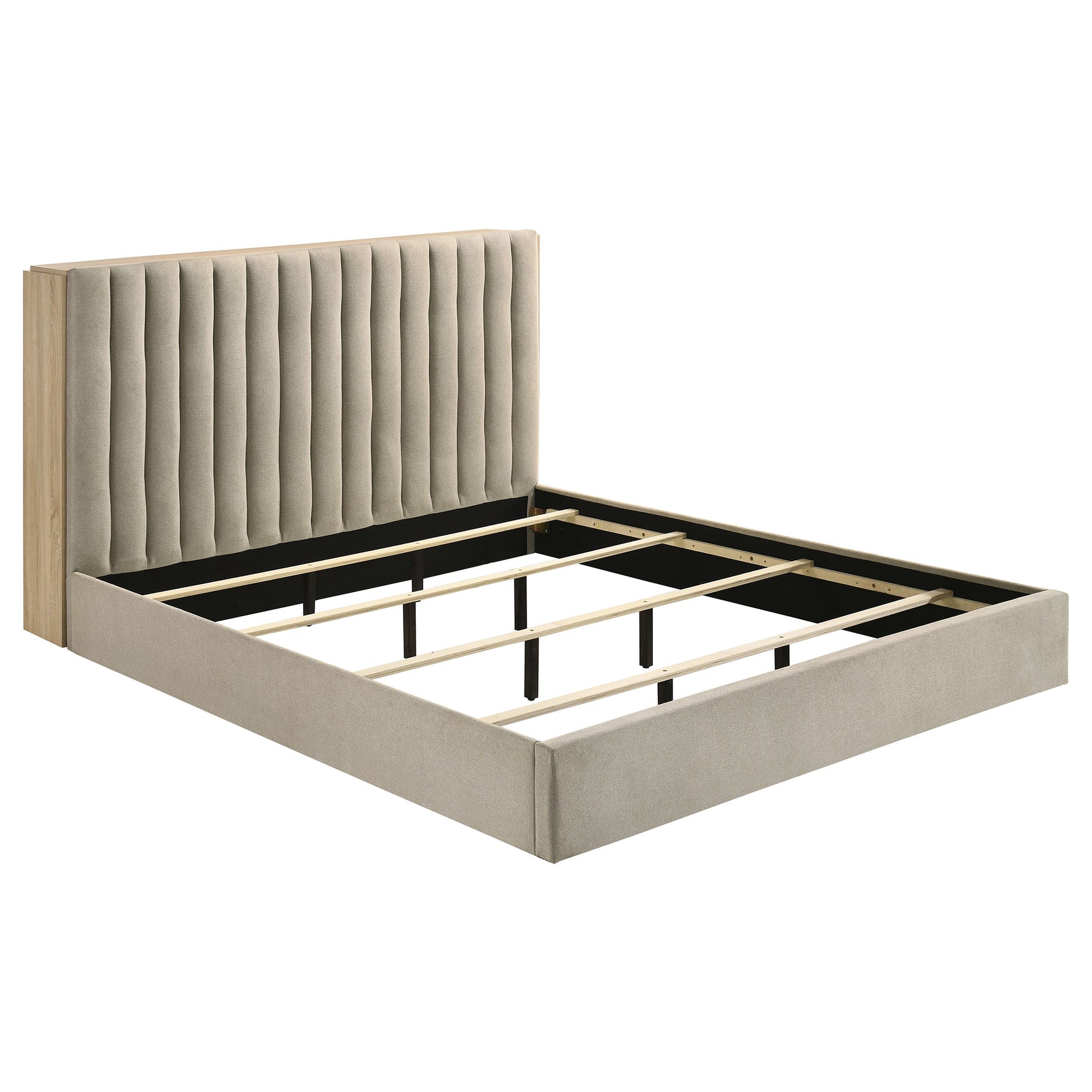 Tampa Furniture Outlet - Coaster - Arielle Eastern King Bookcase Panel Storage Bed Light Oak - 223111KE