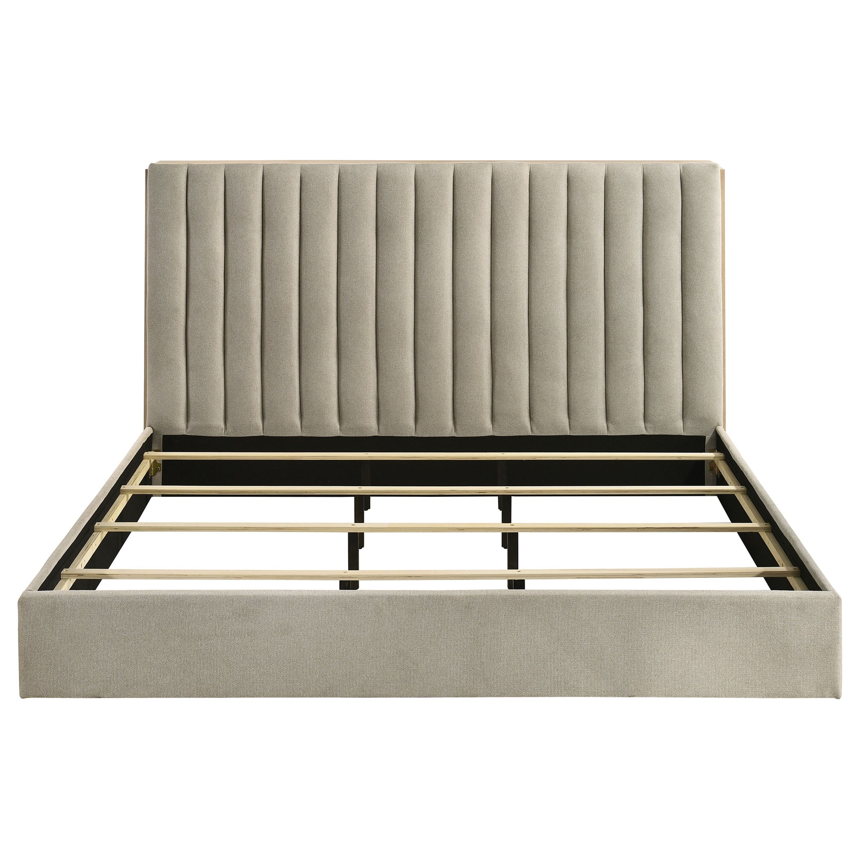 Arielle Eastern King Bookcase Panel Storage Bed Light Oak