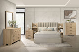 Arielle Eastern King Bookcase Panel Storage Bed Light Oak