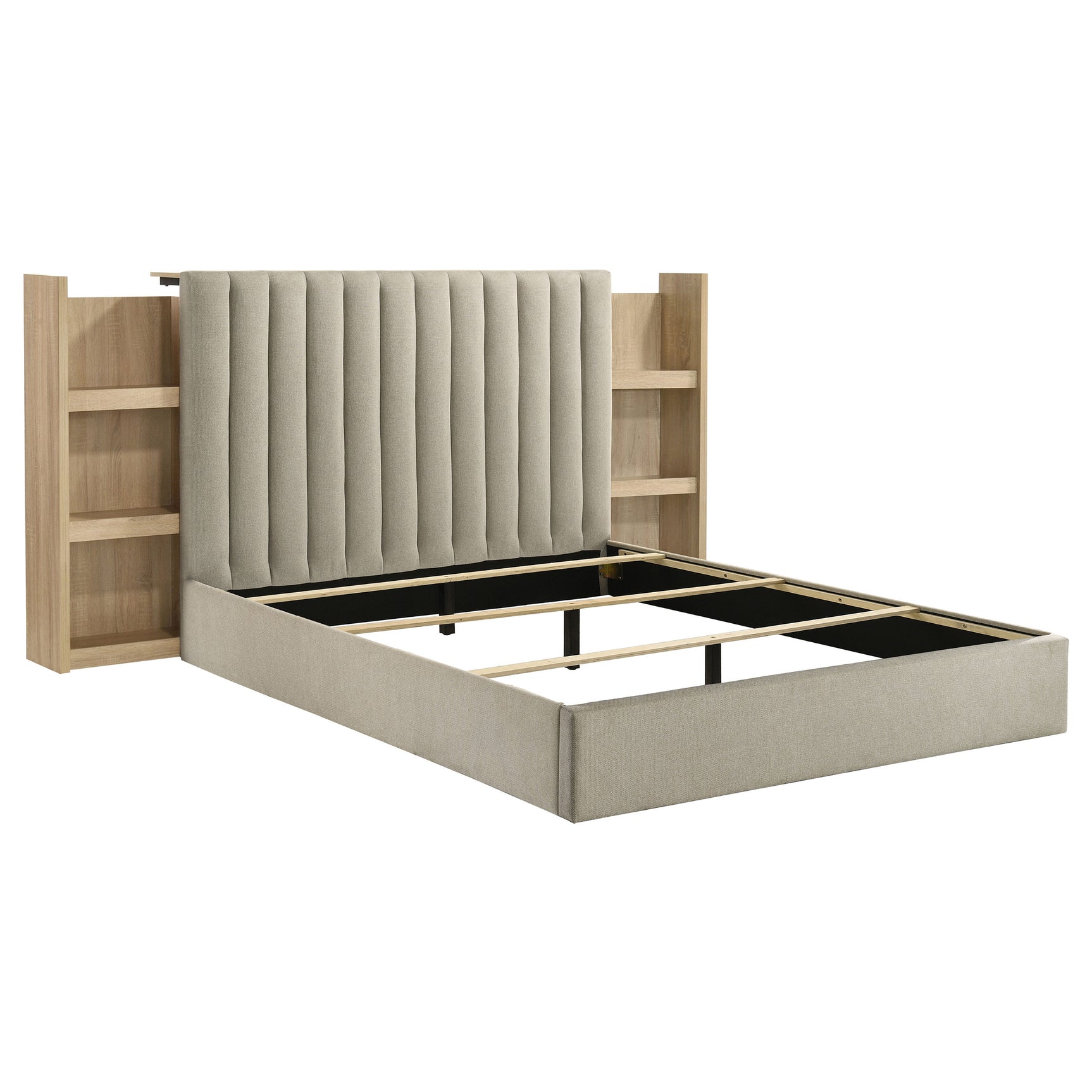 Tampa Furniture Outlet - Coaster - Arielle Queen Bookcase Panel Storage Bed Light Oak - 223111Q