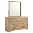 Tampa Furniture Outlet - Coaster - Arielle 6-drawer Bedroom Dresser with Mirror Light Oak - 223113M