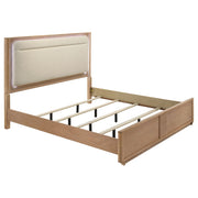 Tampa Furniture Outlet - Coaster - Leanne Eastern King LED Panel Bed Off White and Light Oak - 223131KE
