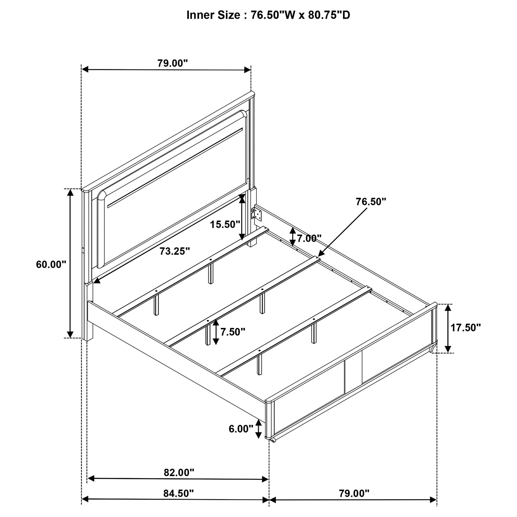 Leanne Eastern King LED Panel Bed Off White and Light Oak