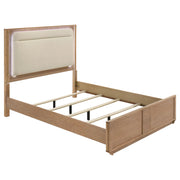 Tampa Furniture Outlet - Coaster - Leanne Queen LED Panel Bed Off White and Light Oak - 223131Q