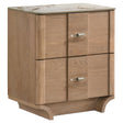 Tampa Furniture Outlet - Coaster - Leanne 2-drawer Sinter Stone Top Nightstand Light Oak - 223132