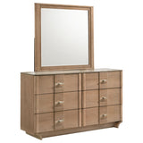 Tampa Furniture Outlet - Coaster - Leanne 6-drawer Sinter Stone Top Dresser and Mirror Light Oak - 223133M