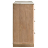 Leanne 6-drawer Sinter Stone Top Dresser Cabinet Light Oak