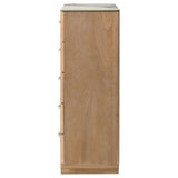 Leanne 5-drawer Sinter Stone Top Chest of Drawers Light Oak