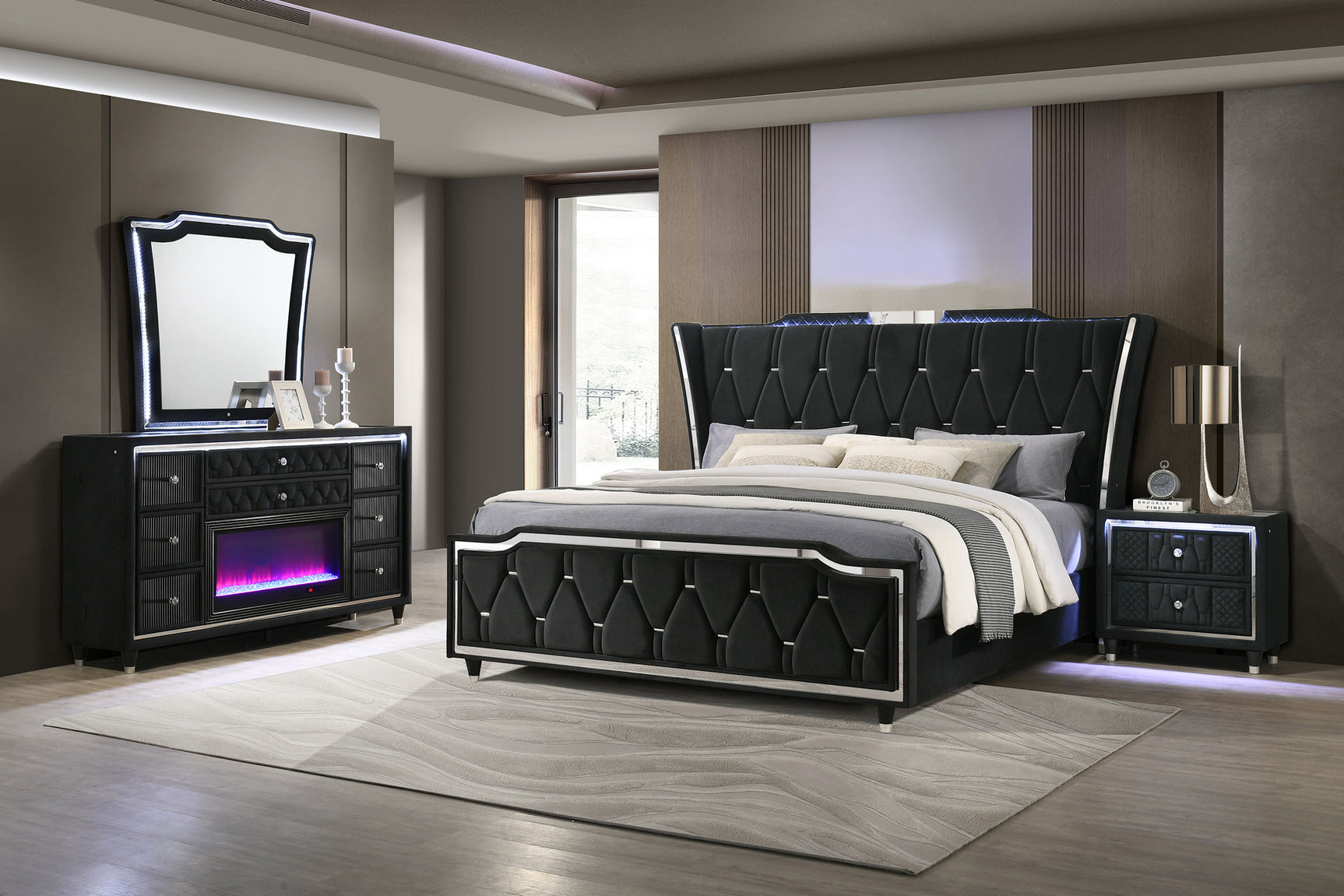 Tampa Furniture Outlet - Coaster - Lorient 4-piece Eastern King Bedroom Set Black - 223161KE-S4B