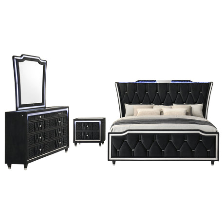 Lorient 4-piece Eastern King Bedroom Set Black