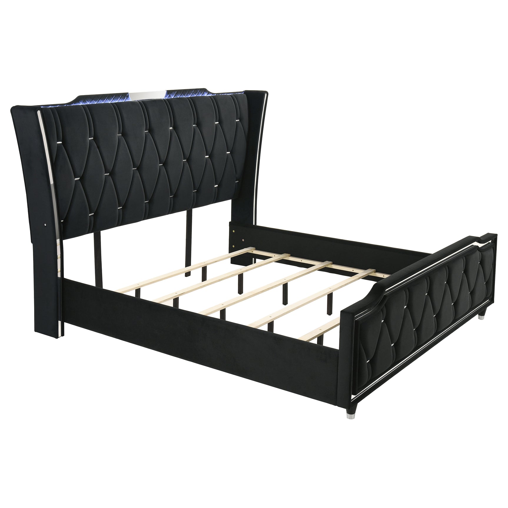 Tampa Furniture Outlet - Coaster - Lorient Eastern King LED Upholstered Bed Black - 223161KE