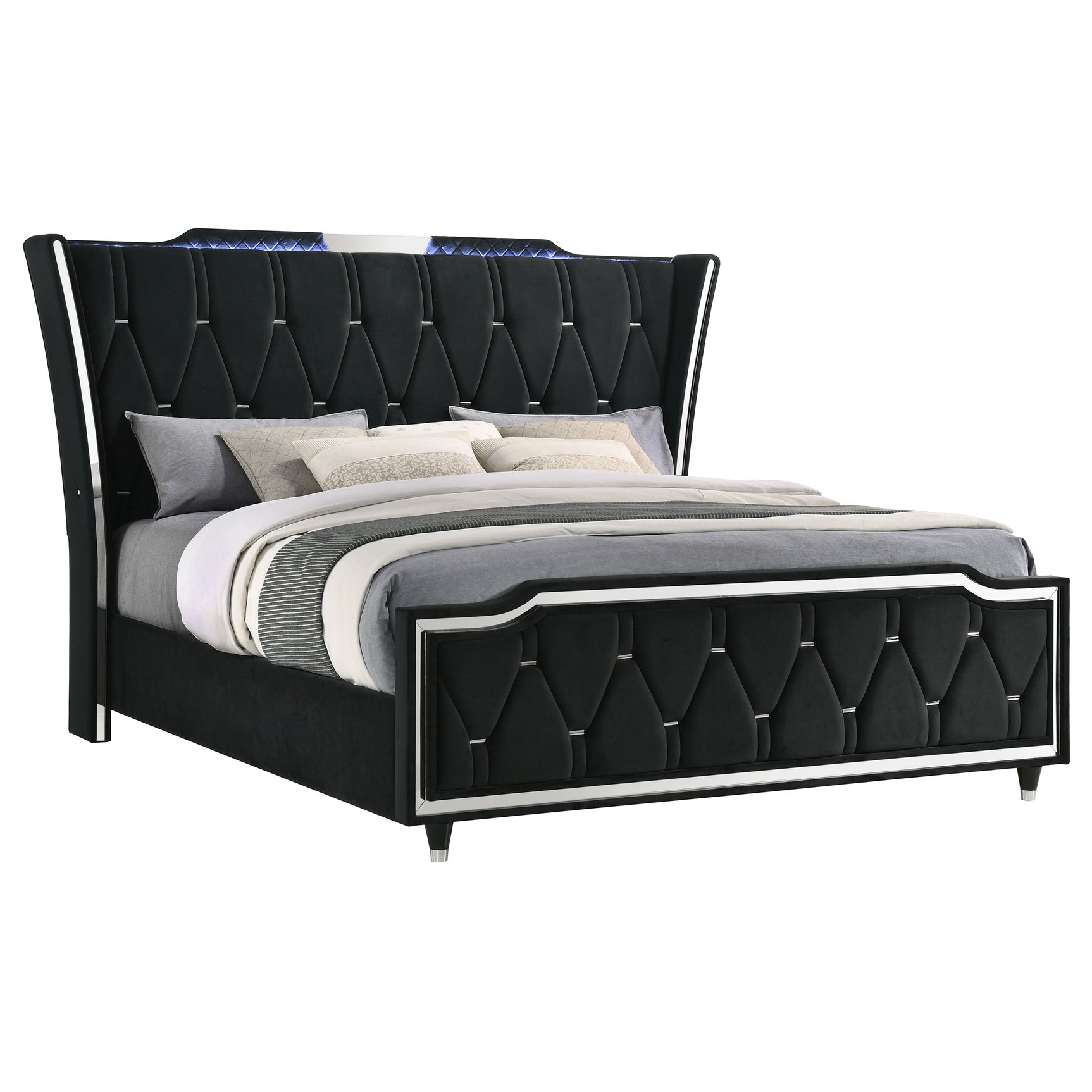 Lorient California King LED Upholstered Bed Black