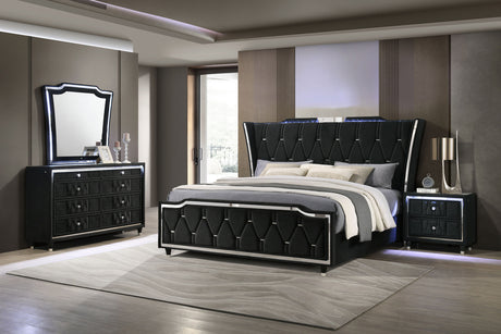 Tampa Furniture Outlet - Coaster - Lorient 4-piece Queen Bedroom Set Black - 223161Q-S4