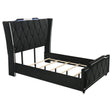 Tampa Furniture Outlet - Coaster - Lorient Queen LED Upholstered Wingback Bed Black - 223161Q
