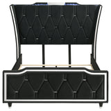 Lorient Queen LED Upholstered Wingback Bed Black