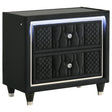 Tampa Furniture Outlet - Coaster - Lorient 2-drawer LED Nightstand with USB Black - 223162