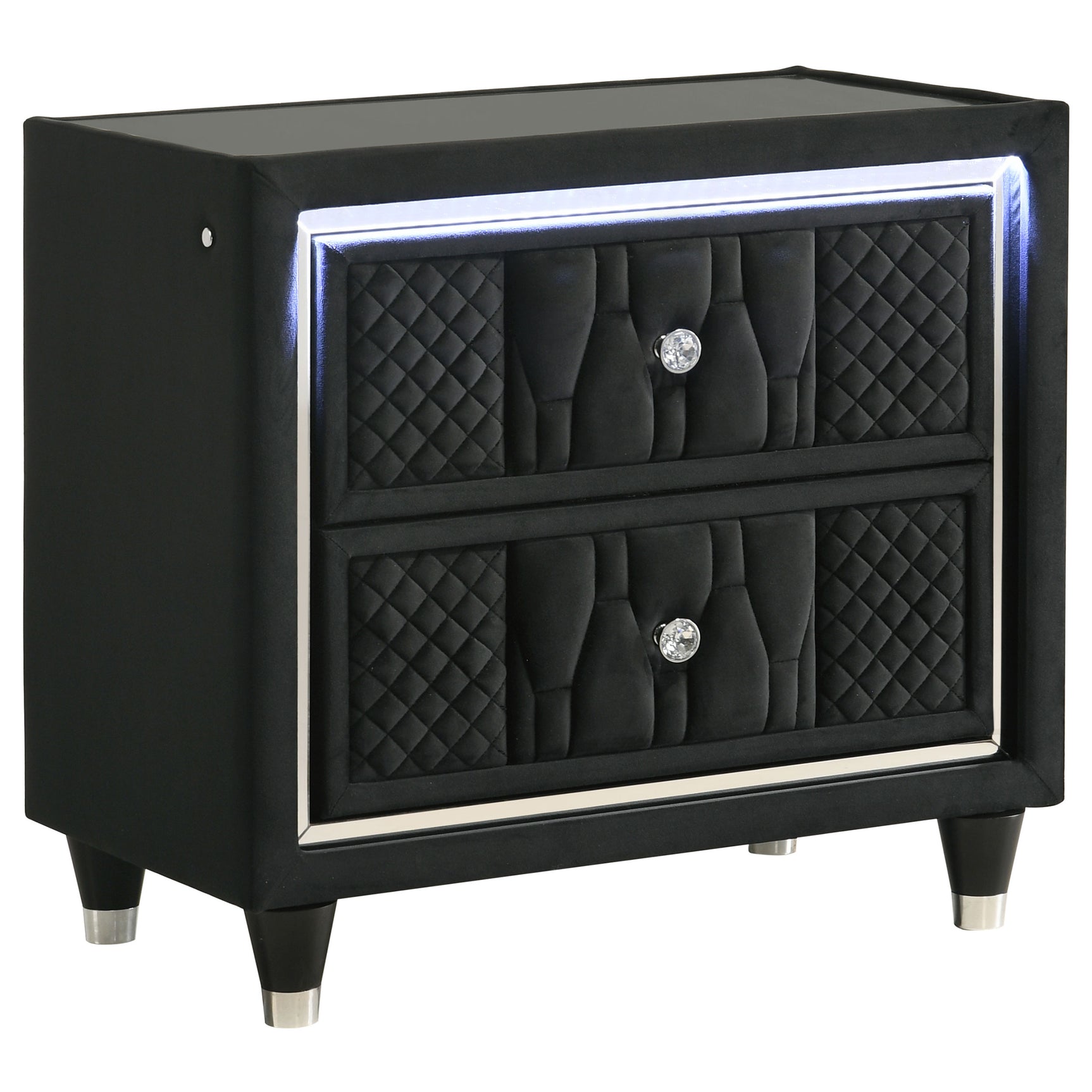 Tampa Furniture Outlet - Coaster - Lorient 2-drawer LED Nightstand with USB Black - 223162