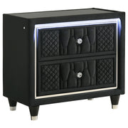 Tampa Furniture Outlet - Coaster - Lorient 2-drawer LED Nightstand with USB Black - 223162