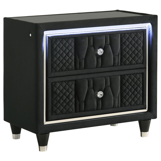 Tampa Furniture Outlet - Coaster - Lorient 2-drawer LED Nightstand with USB Black - 223162