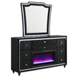 Tampa Furniture Outlet - Coaster - Lorient 8-drawer LED Flame Box Dresser and Mirror Black - 223163FBM