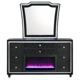 Lorient 8-drawer LED Flame Box Dresser and Mirror Black