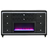Lorient 8-drawer LED Bedroom Flame Box Dresser Black
