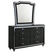 Tampa Furniture Outlet - Coaster - Lorient 8-drawer LED Dresser with Mirror Black - 223163M
