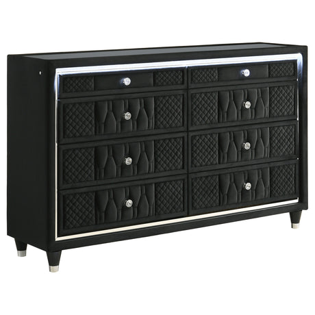 Tampa Furniture Outlet - Coaster - Lorient 8-drawer LED Bedroom Dresser Cabinet Black - 223163