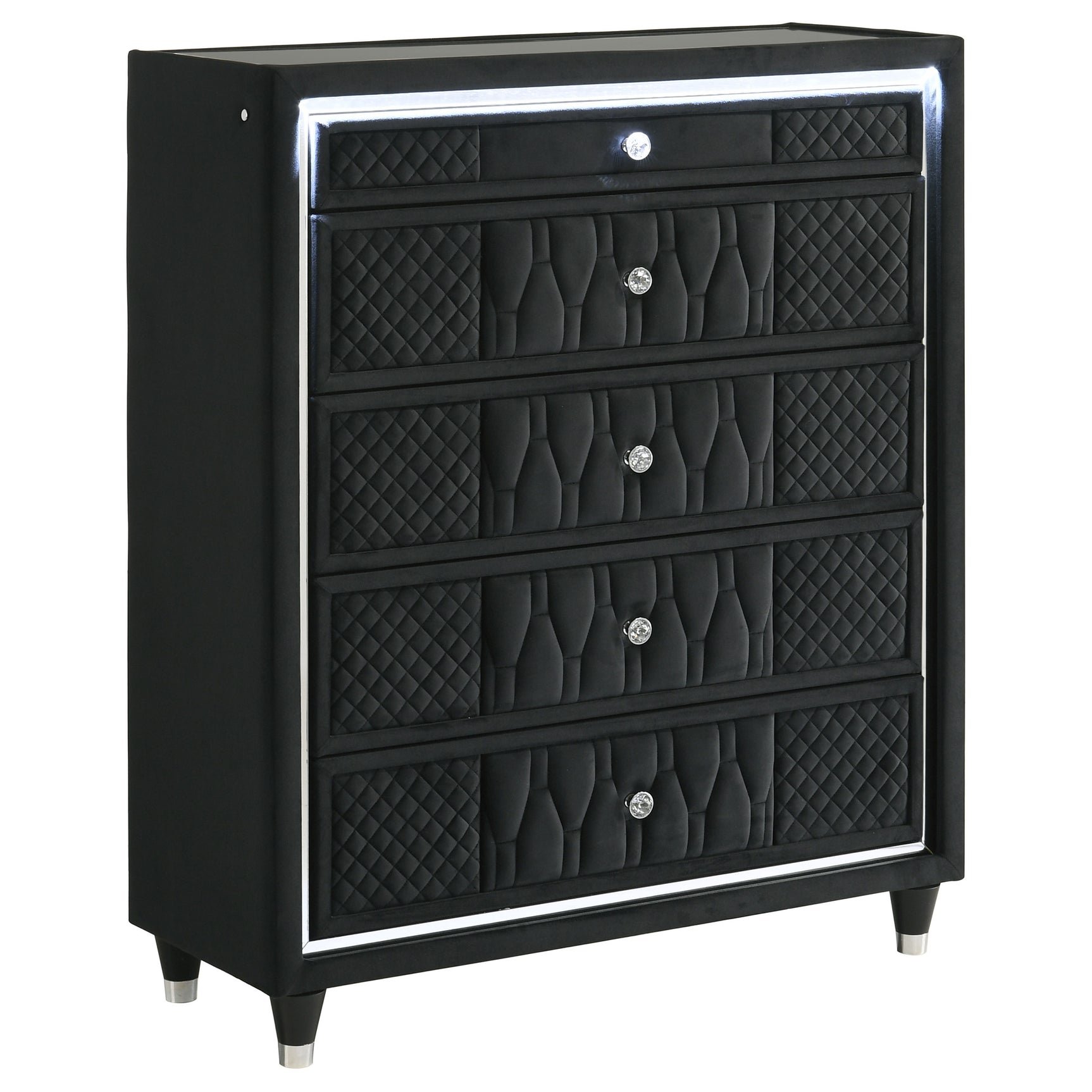 Tampa Furniture Outlet - Coaster - Lorient 5-drawer LED Chest of Drawers Black - 223165