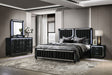 Tampa Furniture Outlet - Coaster - Ravenne 4-piece Velvet Upholstered Eastern King LED Bedroom Set Black - 223191KE-S4
