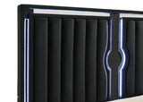 Ravenne 4-piece Velvet Upholstered Eastern King LED Bedroom Set Black