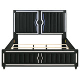 Ravenne Velvet Upholstered Eastern King LED Panel Bed Black