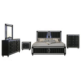 Ravenne 5-piece Velvet Upholstered California King LED Bedroom Set Black