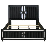 Ravenne Velvet Upholstered California King LED Panel Bed Black