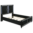 Tampa Furniture Outlet - Coaster - Ravenne Velvet Upholstered Queen LED Panel Bed Black - 223191Q