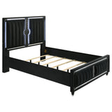 Tampa Furniture Outlet - Coaster - Ravenne Velvet Upholstered Queen LED Panel Bed Black - 223191Q