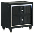 Tampa Furniture Outlet - Coaster - Ravenne 2-drawer Velvet Upholstered LED Nightstand with USB Black - 223192
